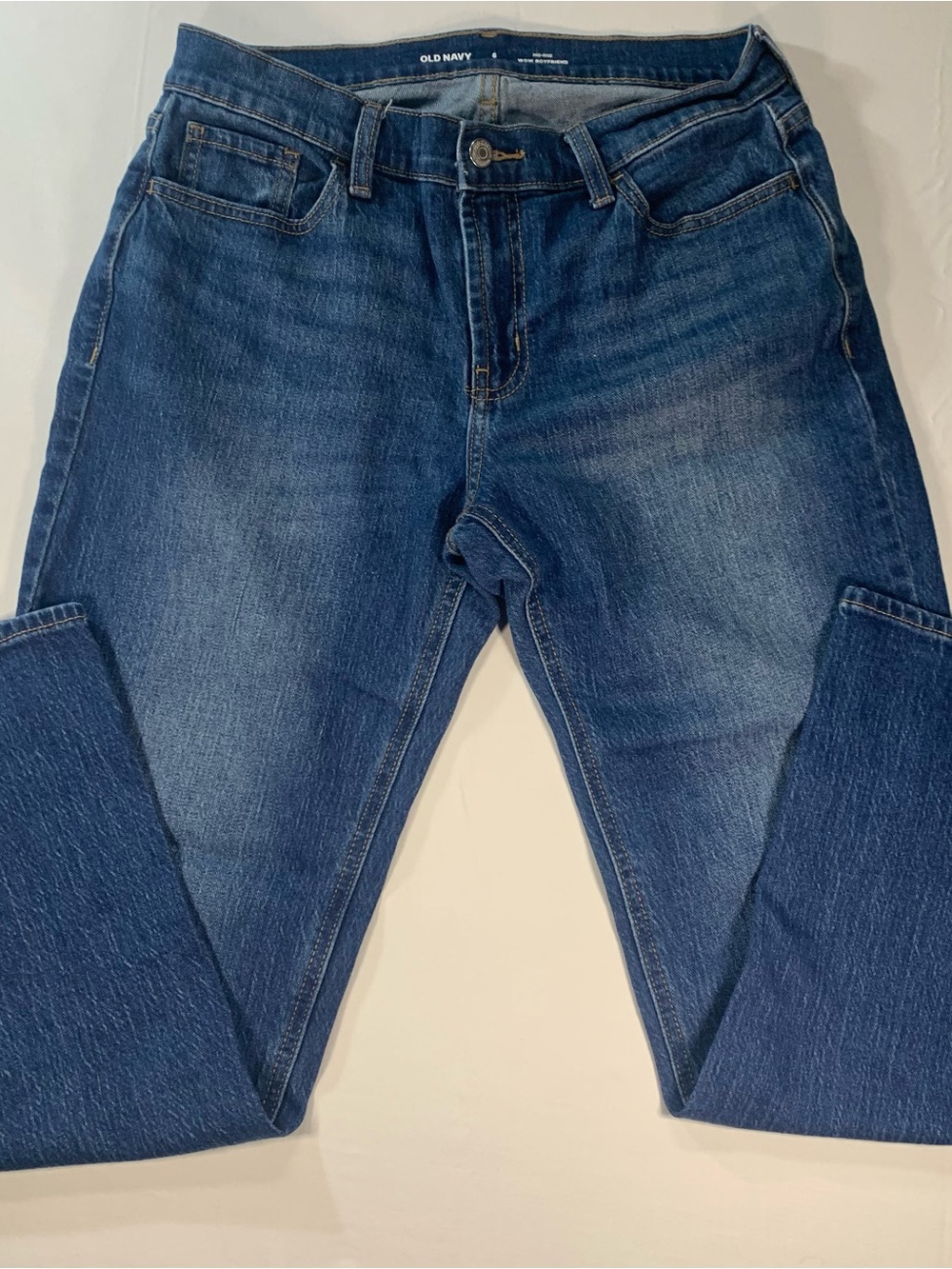 Old Navy Women’s Boyfriend Jeans Blue Denim Mid-Rise 6P